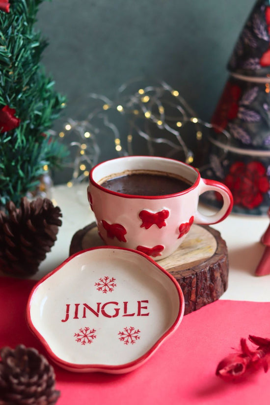 Bow Mug & Jingle Handmade Dessert Plate made by ceramic