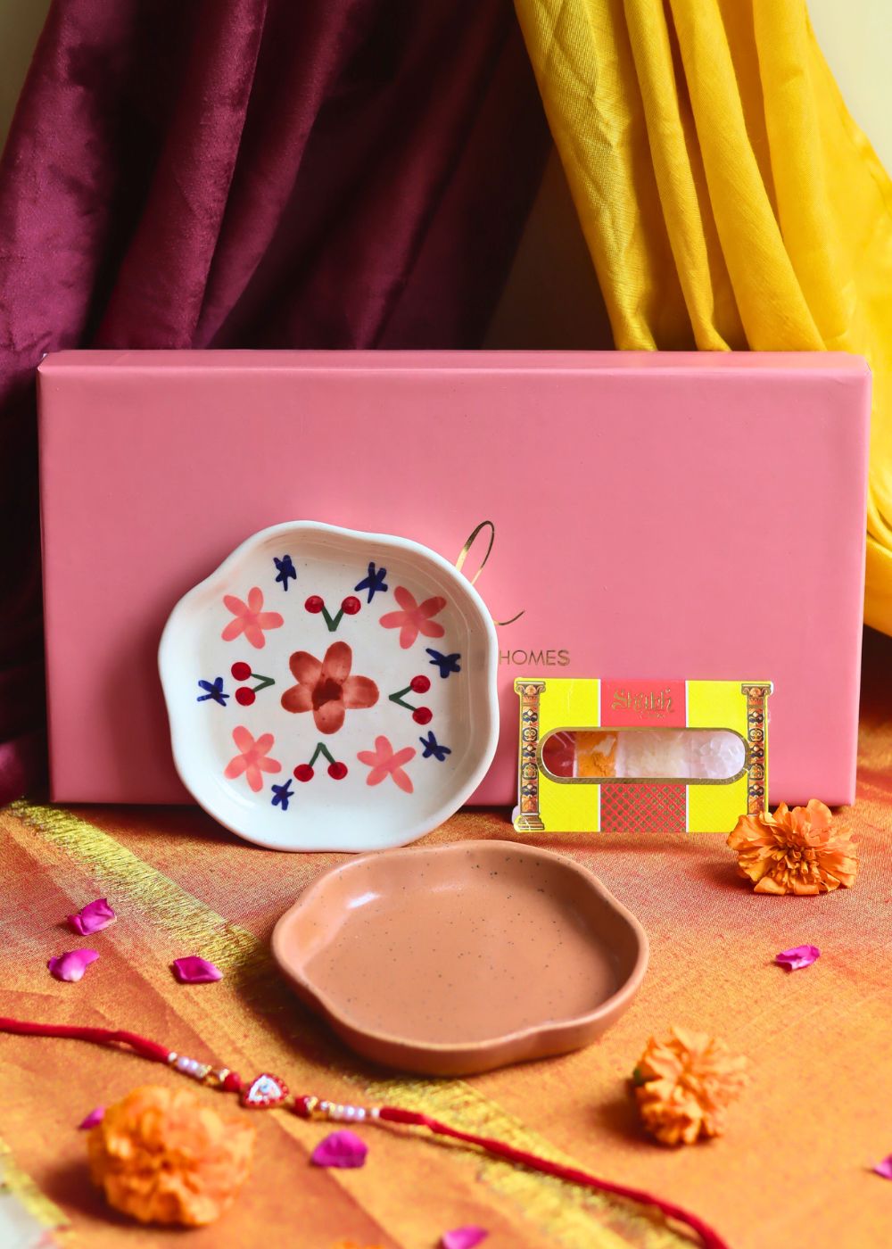 Bloom & Rust Handmade Dessert plate Rakhi Gift box only for this raksha bandhan