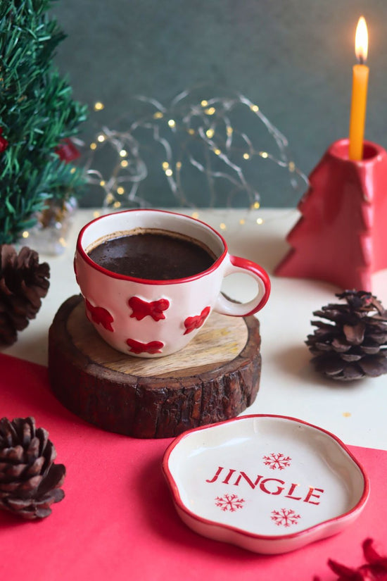 Bow Mug & Jingle Handmade Dessert Plate with premium quality material