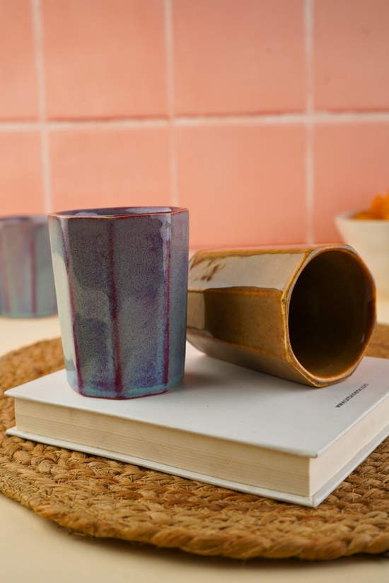 blur & mustard Chai Kulhad made by ceramic 