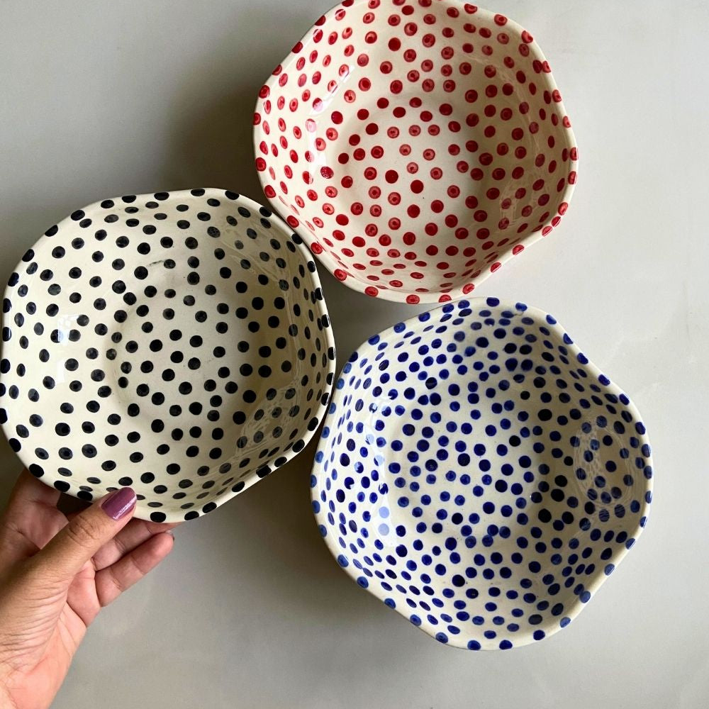 handmade Polka Bowls made by ceramic 