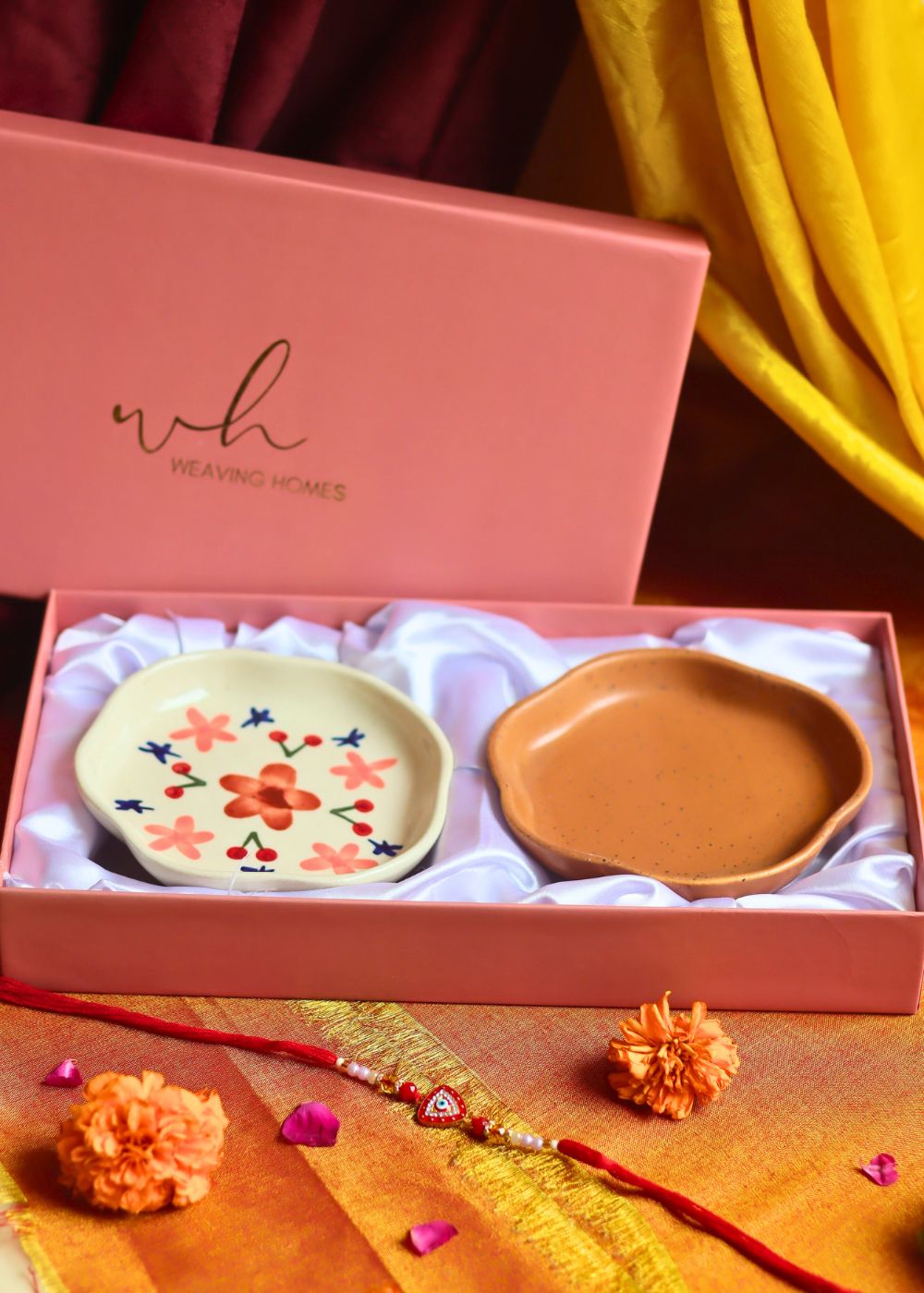 Bloom & Rust Handmade Dessert plate Rakhi Gift box made by ceramic
