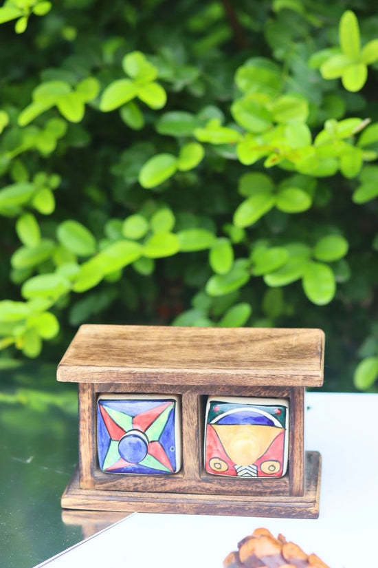 Wooden Decor Drawer – Abstract Aura handmade in India
