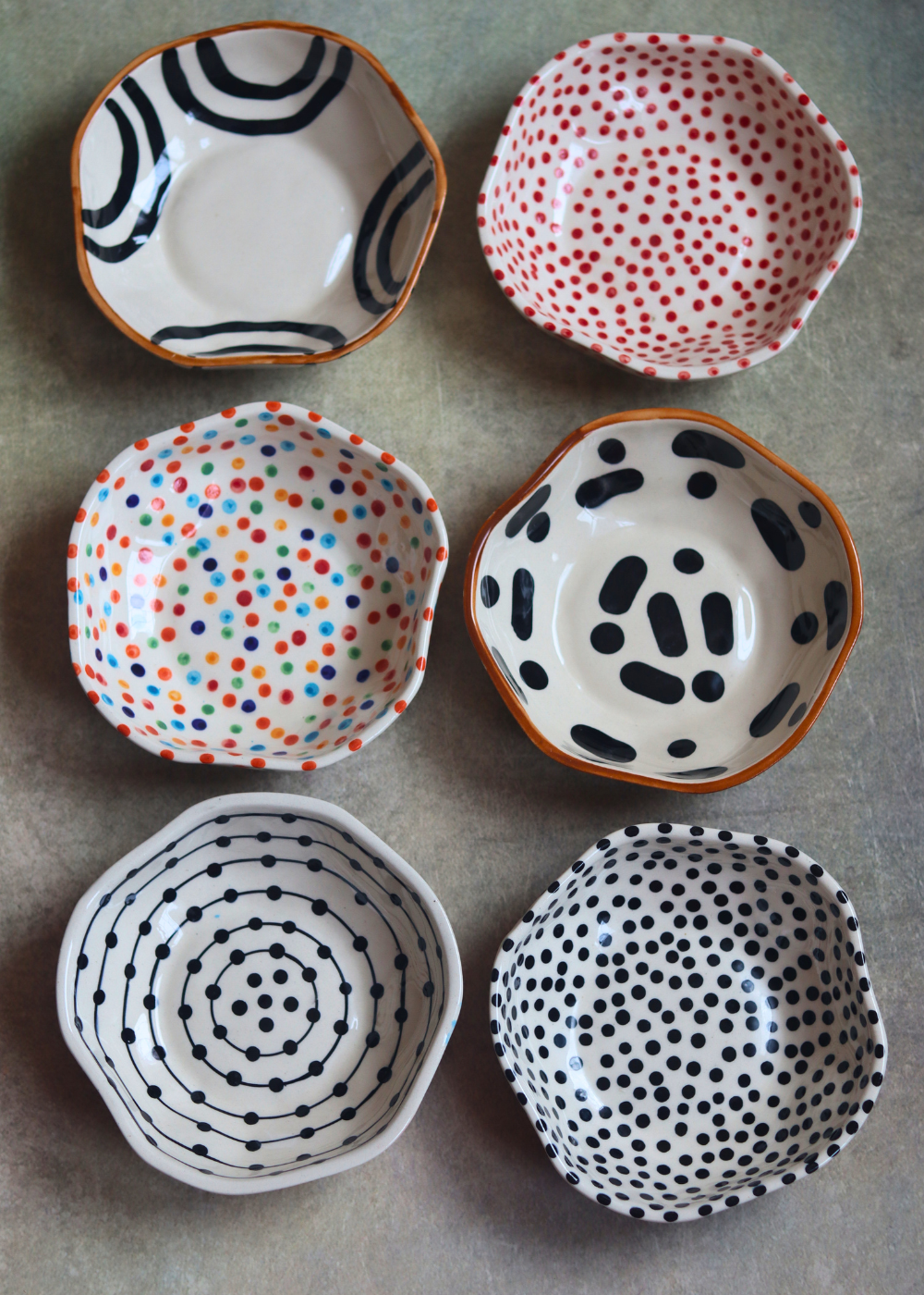 handmade colorful polka bowl set of 6 for the price of 5 combo
