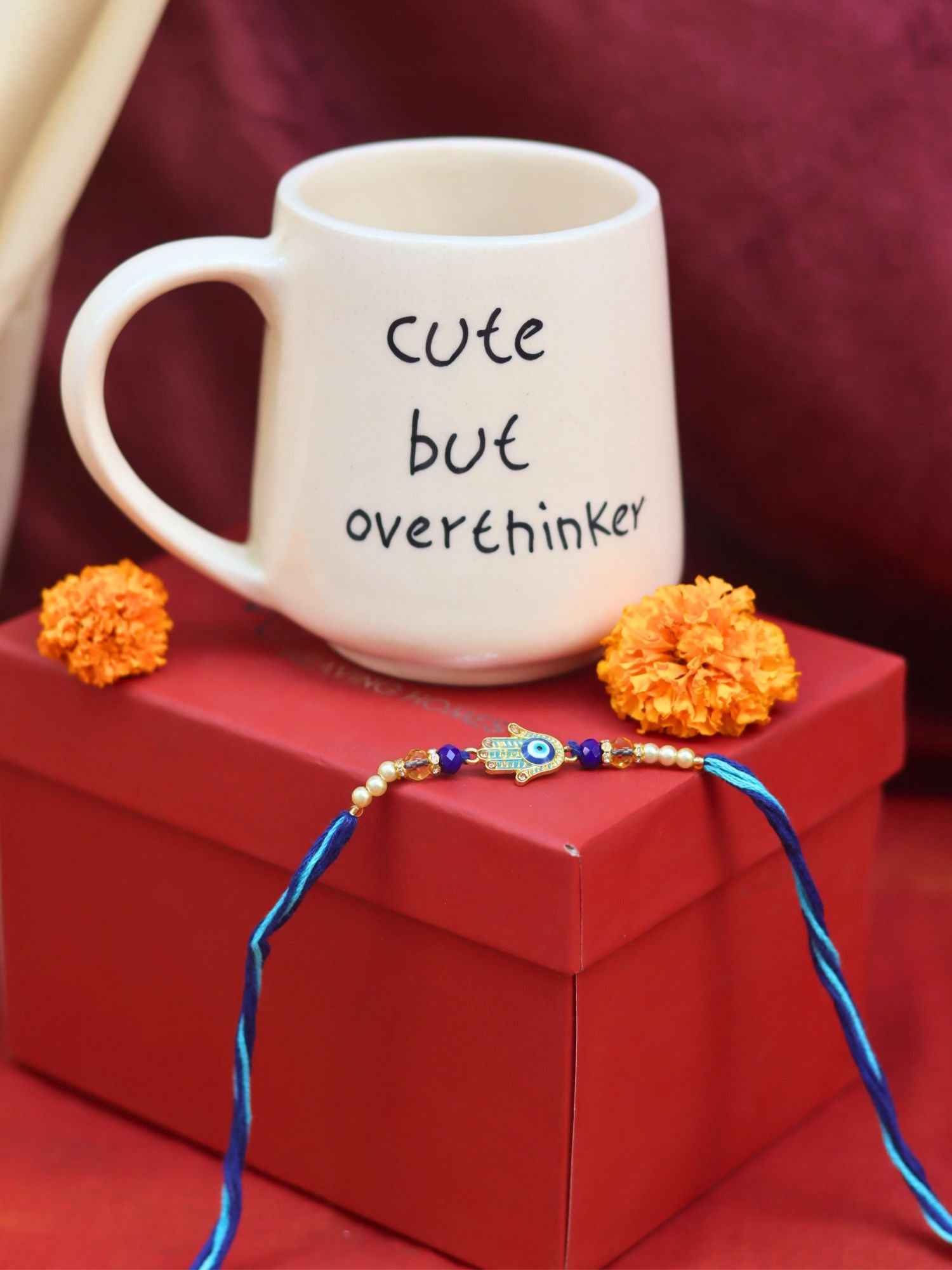 Cute but overthinker Mug rakhi Gift Box