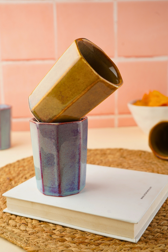 Blue & mustard Chai Kulhad handmade in india