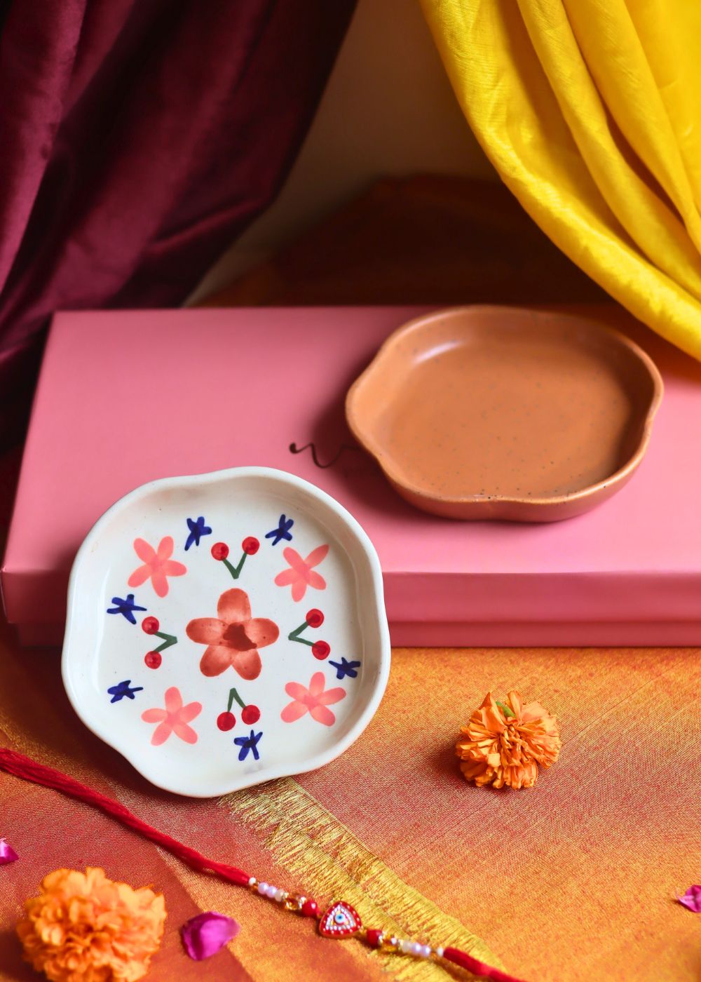 Bloom & Rust Handmade Dessert plate Rakhi Gift box made with premium quality material