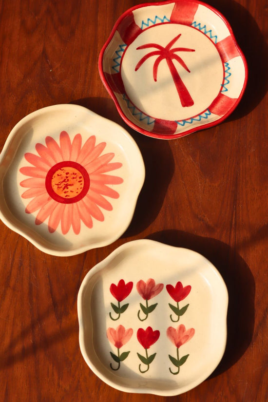Set of 3 - Garden Grace Handmade Dessert plates made by ceramic