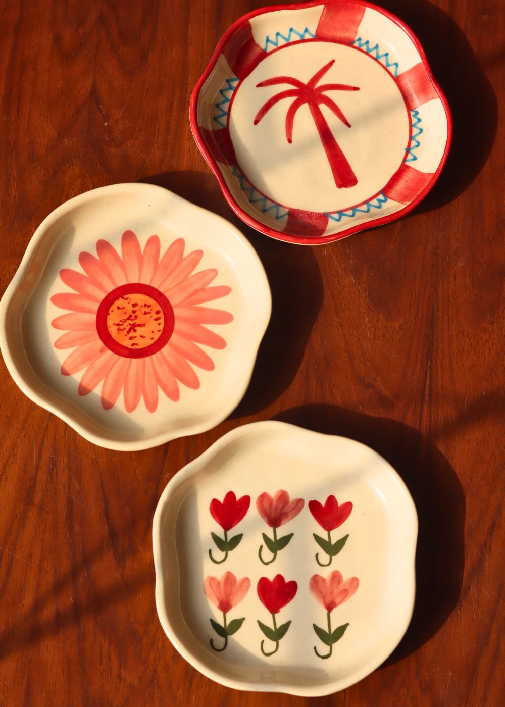 Set of 3 - Garden Grace Handmade Dessert plates made by ceramic