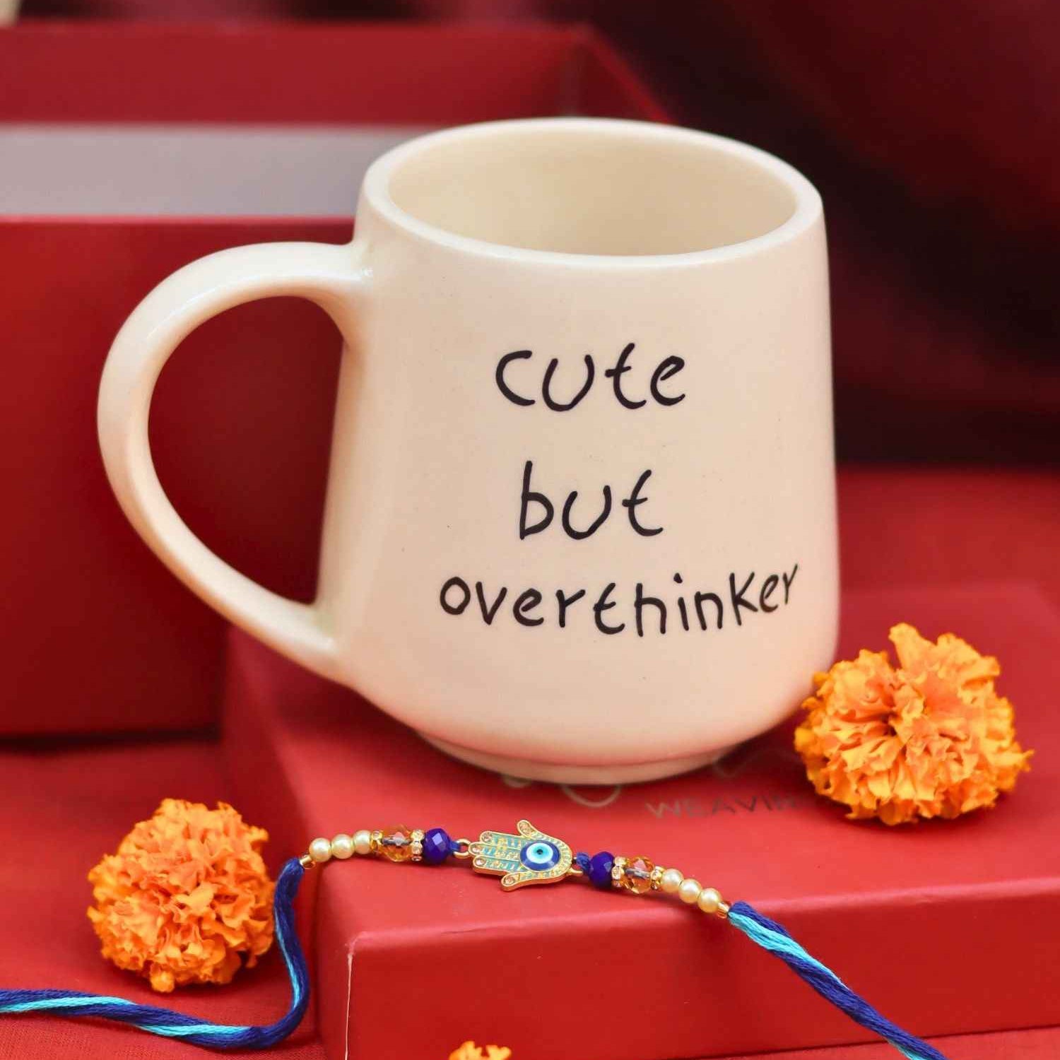 Cute but overthinker Mug rakhi Gift Box