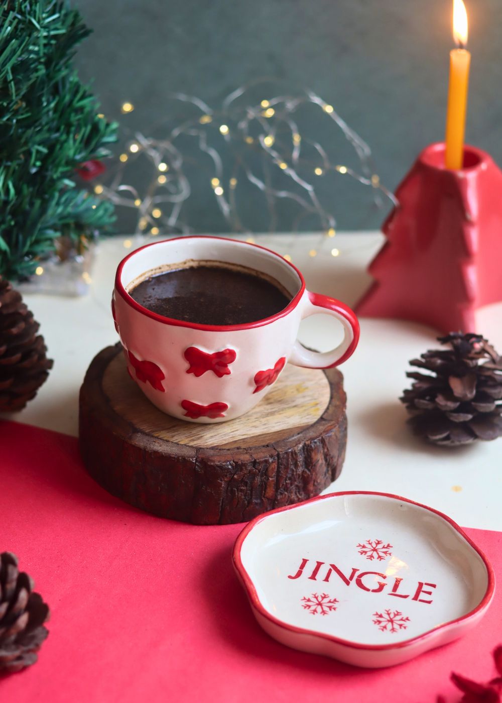 Handmade Bow Mug & Jingle Handmade Dessert Plate