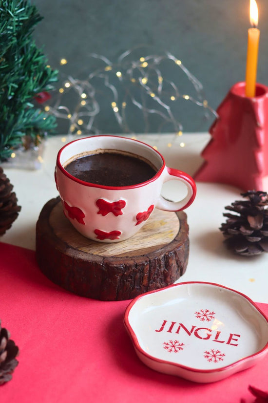 Handmade Bow Mug & Jingle Handmade Dessert Plate