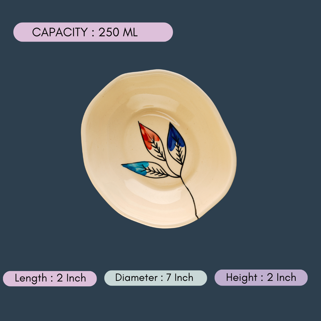 handmade petal perfection curry bowl with measurement