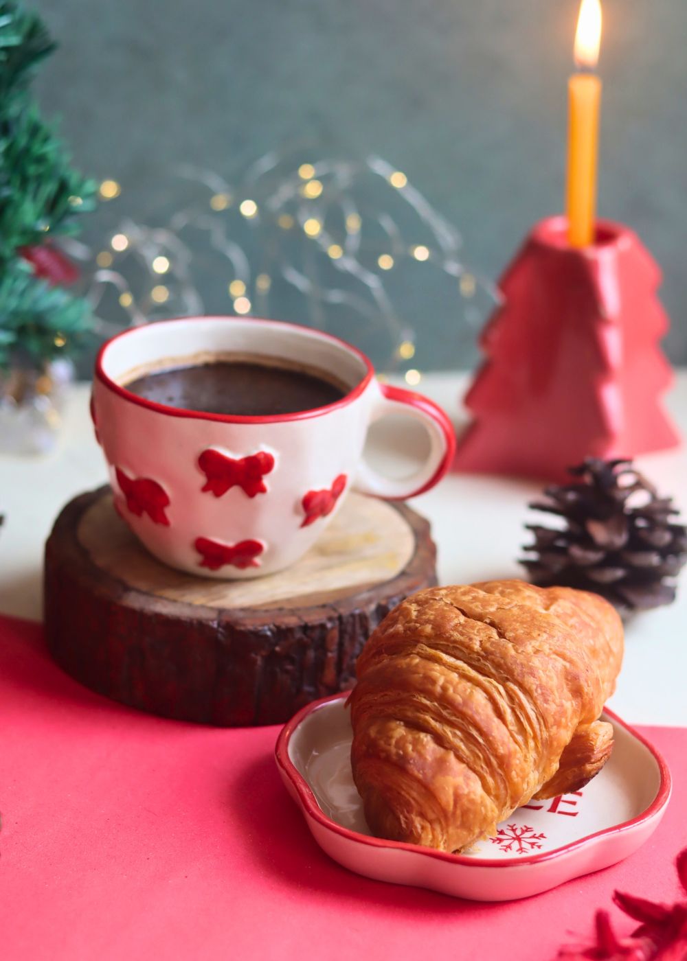 Bow Mug & Jingle Handmade Dessert Plate handmade in india