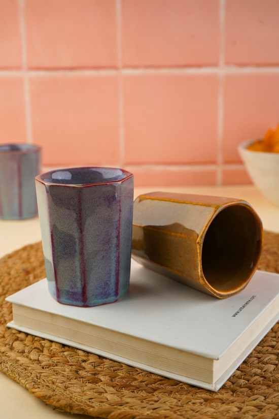 Blue & mustard Chai kulhad with two different colors