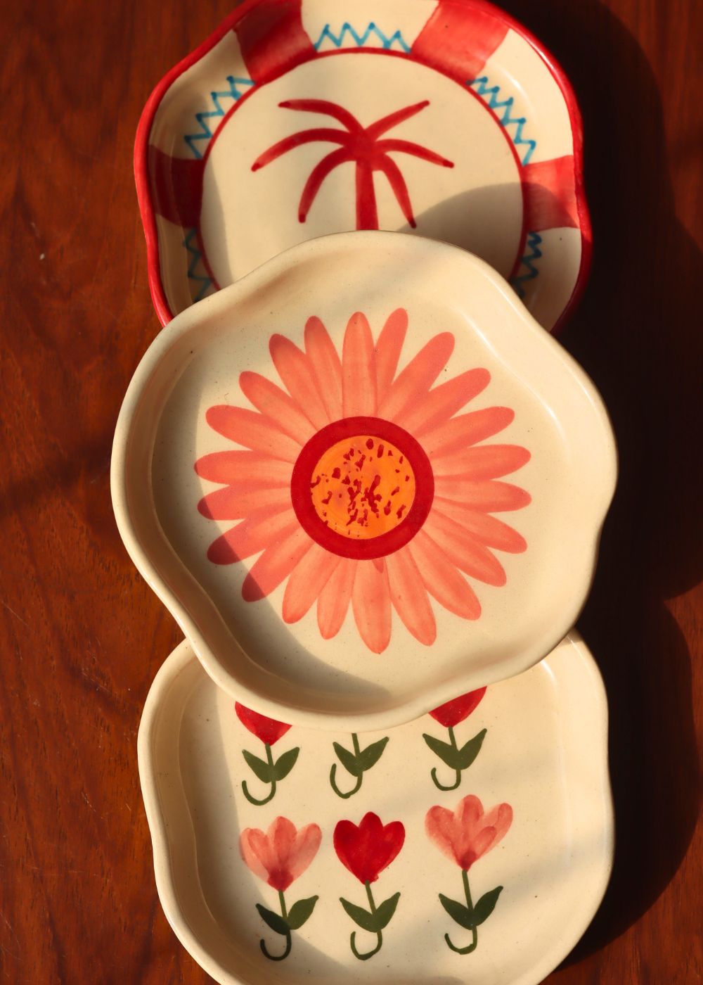 Set of 3 - Garden Grace Handmade Dessert plates with premium quality material
