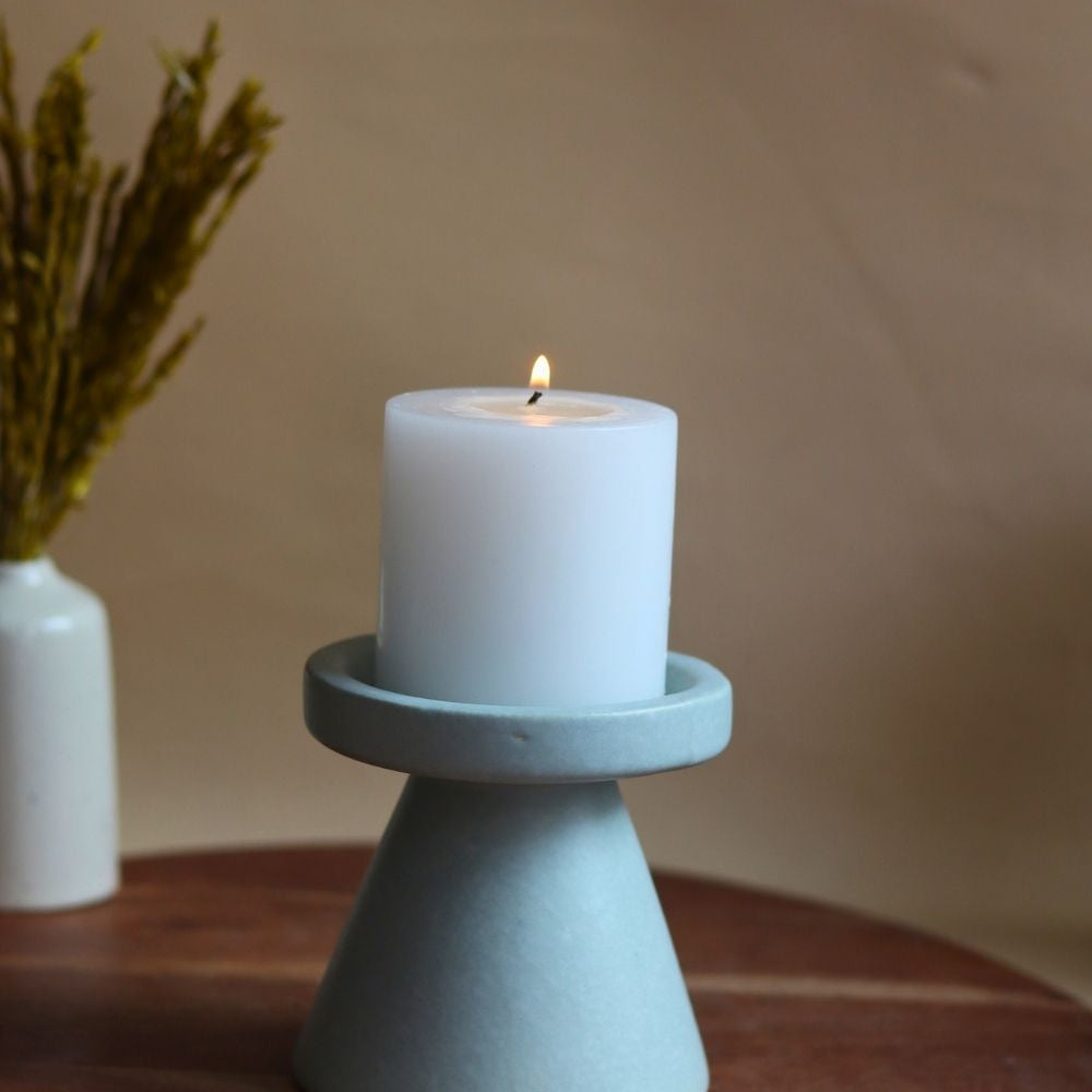 handmade Sky Blue Pillar Candle Holder - Small