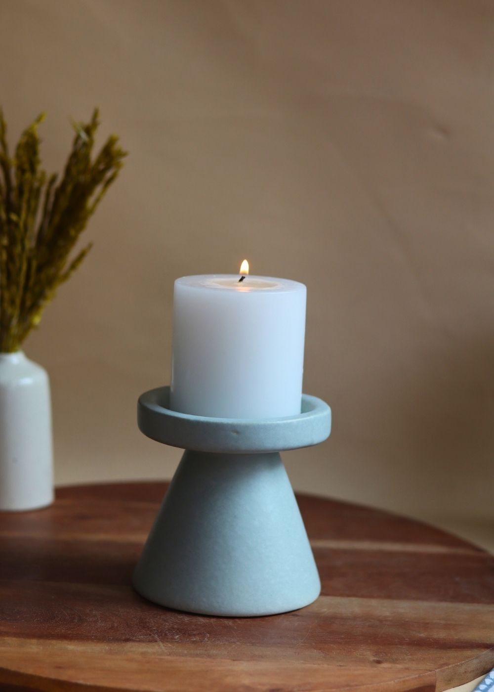 handmade Sky Blue Pillar Candle Holder - Small