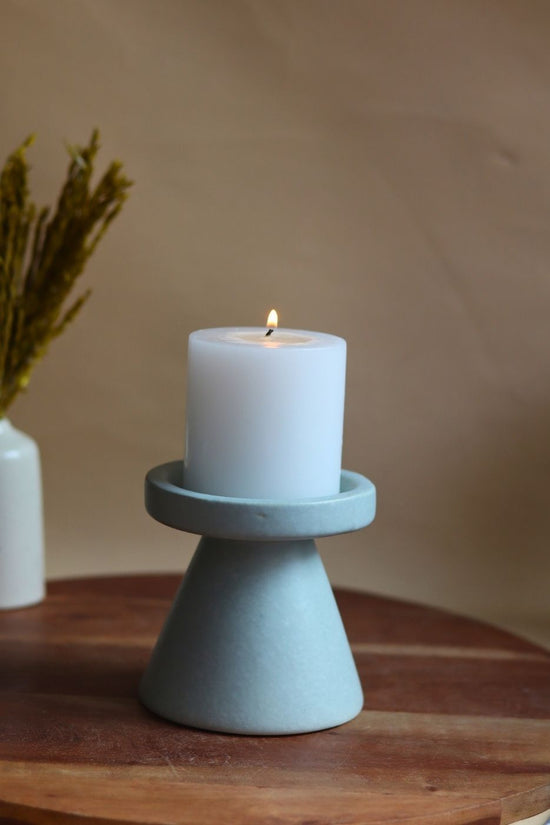 handmade Sky Blue Pillar Candle Holder - Small