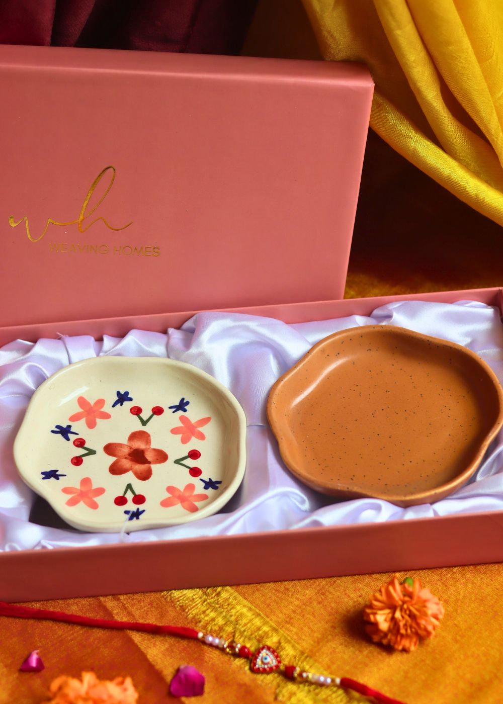 Bloom & Rust Handmade Dessert plate Rakhi Gift box handmade in India