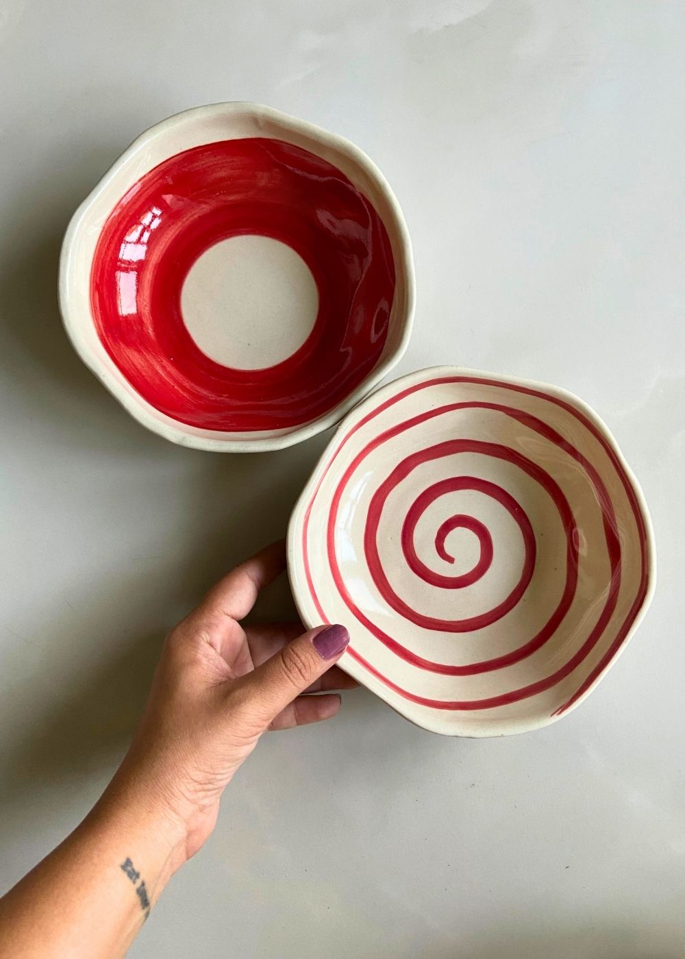 handmade Red & white Bowl