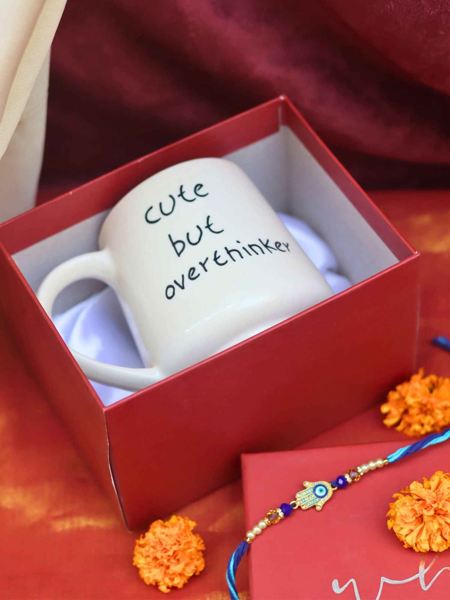 Cute but overthinker Mug rakhi Gift Box