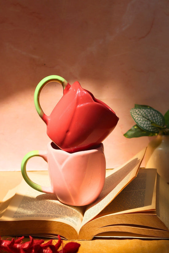 Set of 2 - Tulip Coffee Mugs combo handmade in India