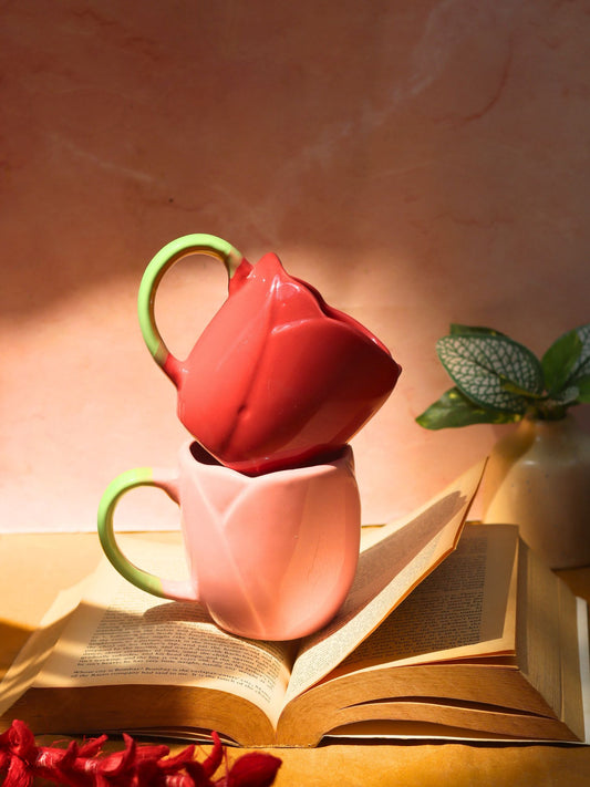 Set of 2 - Tulip Coffee Mugs combo handmade in India