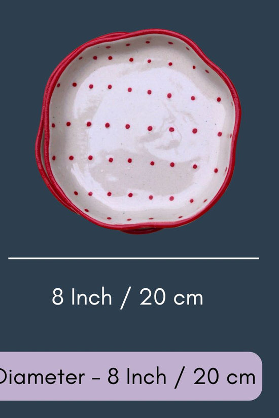 Red Polka Handmade Dessert Plate