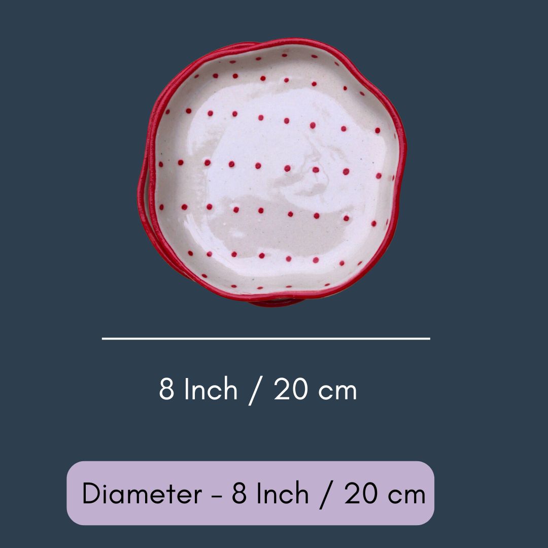 Red Polka Handmade Dessert Plate