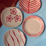 Set of 4 Red & White Plates made by ceramic