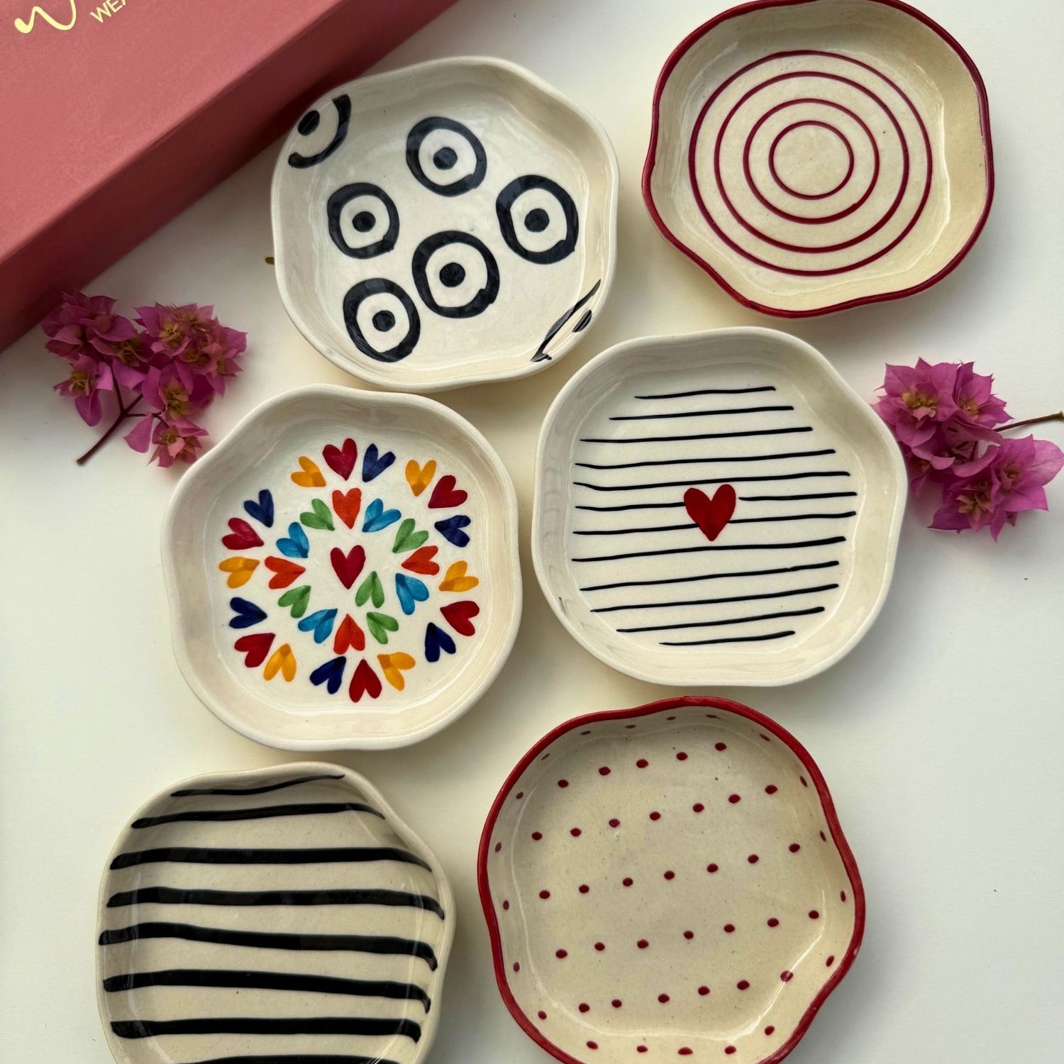 handmade Set of 6 Artful Dessert plate (for the price of 5)
