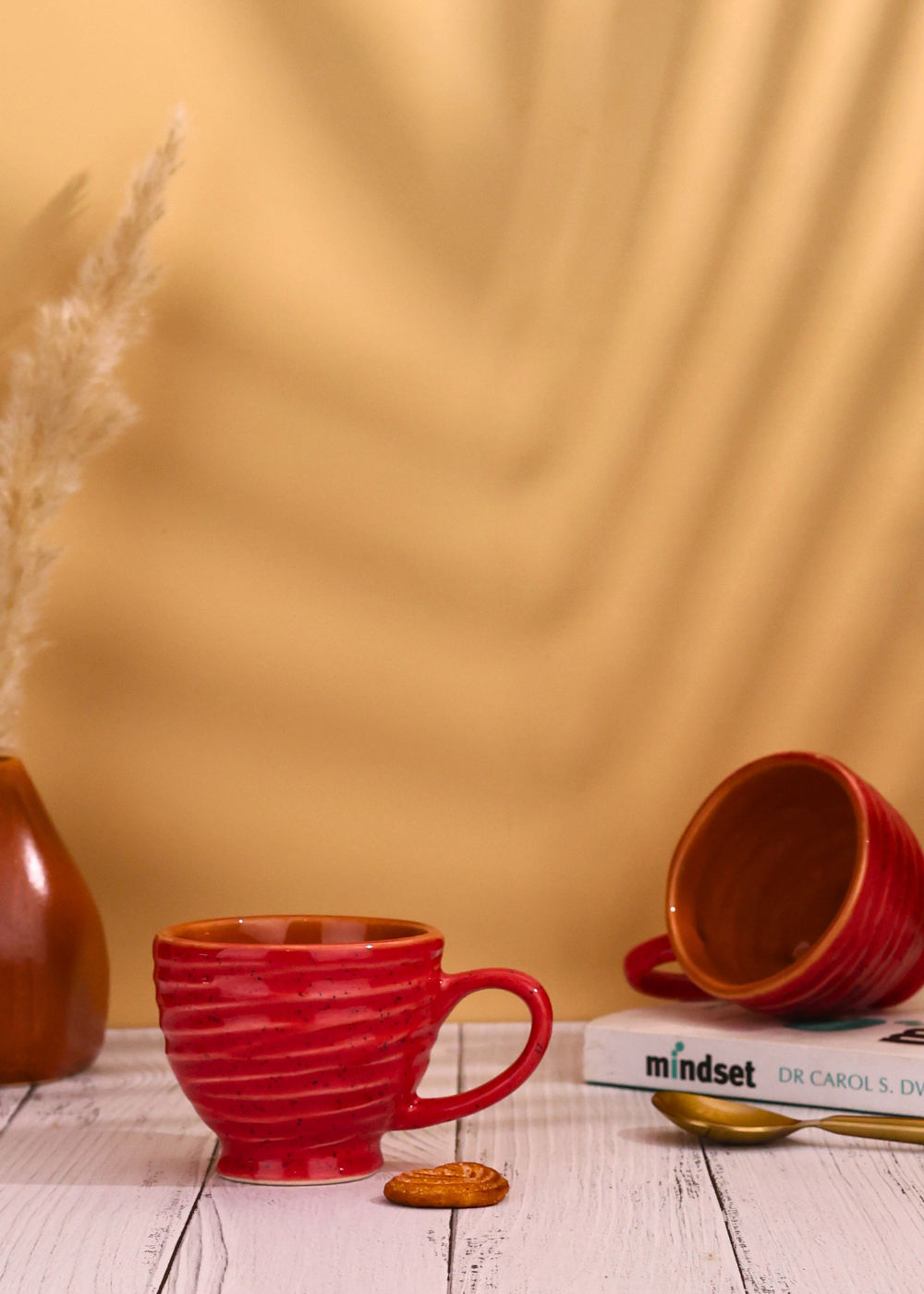 Handmade ceramic red cup