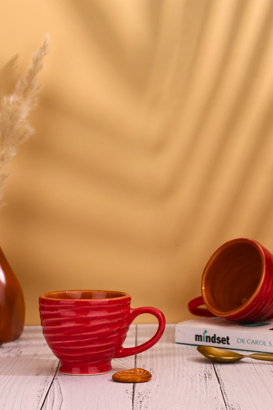 Handmade ceramic red cup