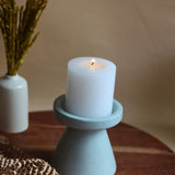 Sky Blue Pillar Candle Holder - Small made by ceramic