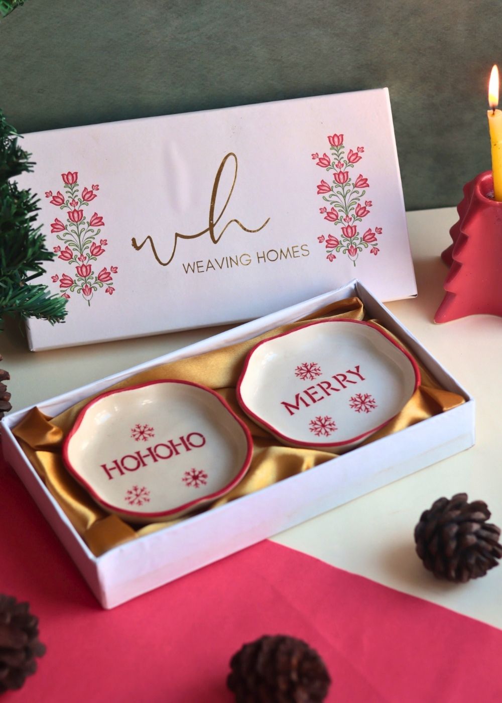 Merry & HOHOHO Handmade Dessert plate in a Gift Box with premium quality material