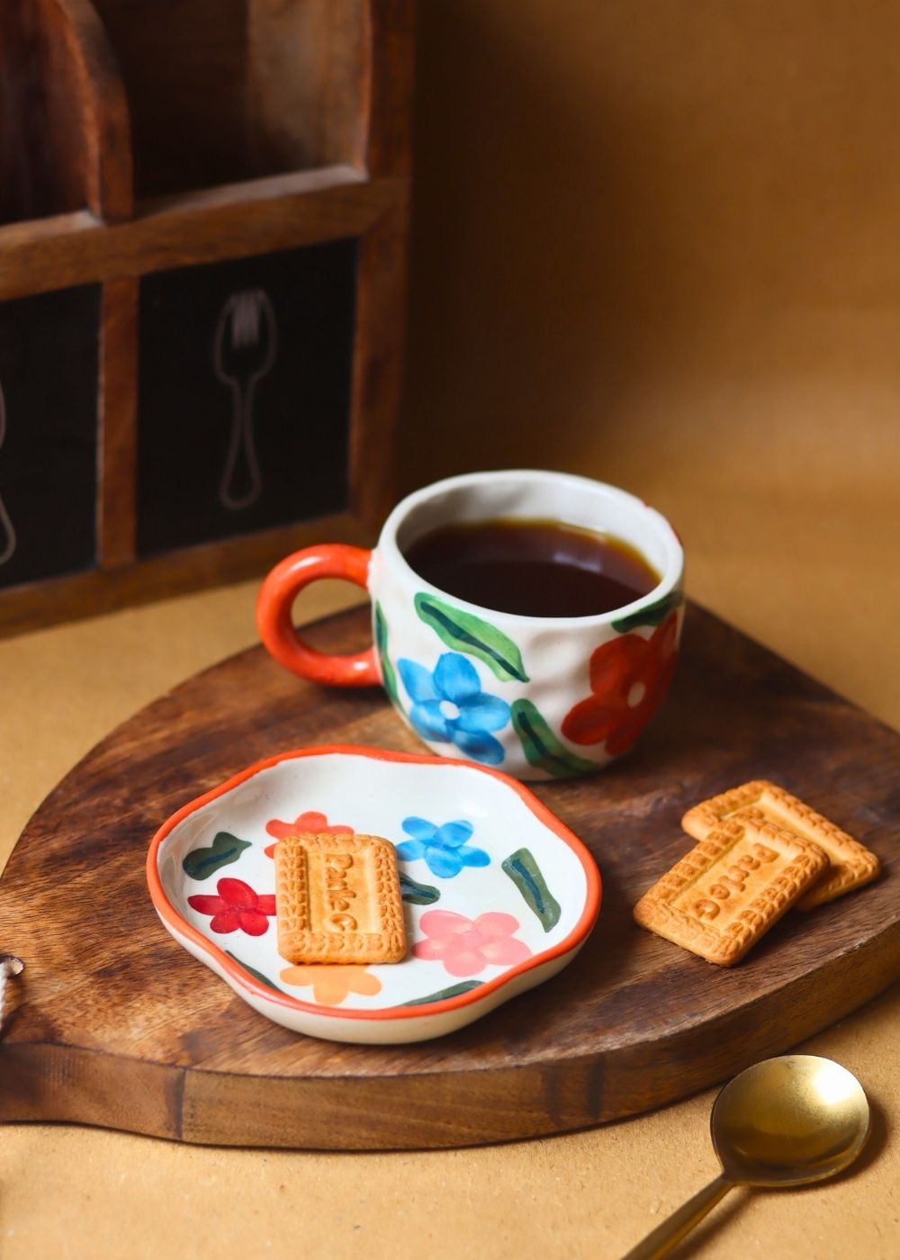 Brightday Mug & Handmade dessert Plate handmade in india