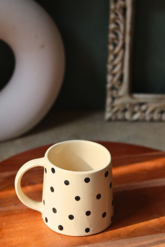Handmade ceramic polka cofee mug
