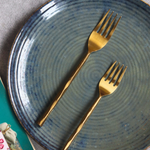 Handmade serveware two golden cutlery set
