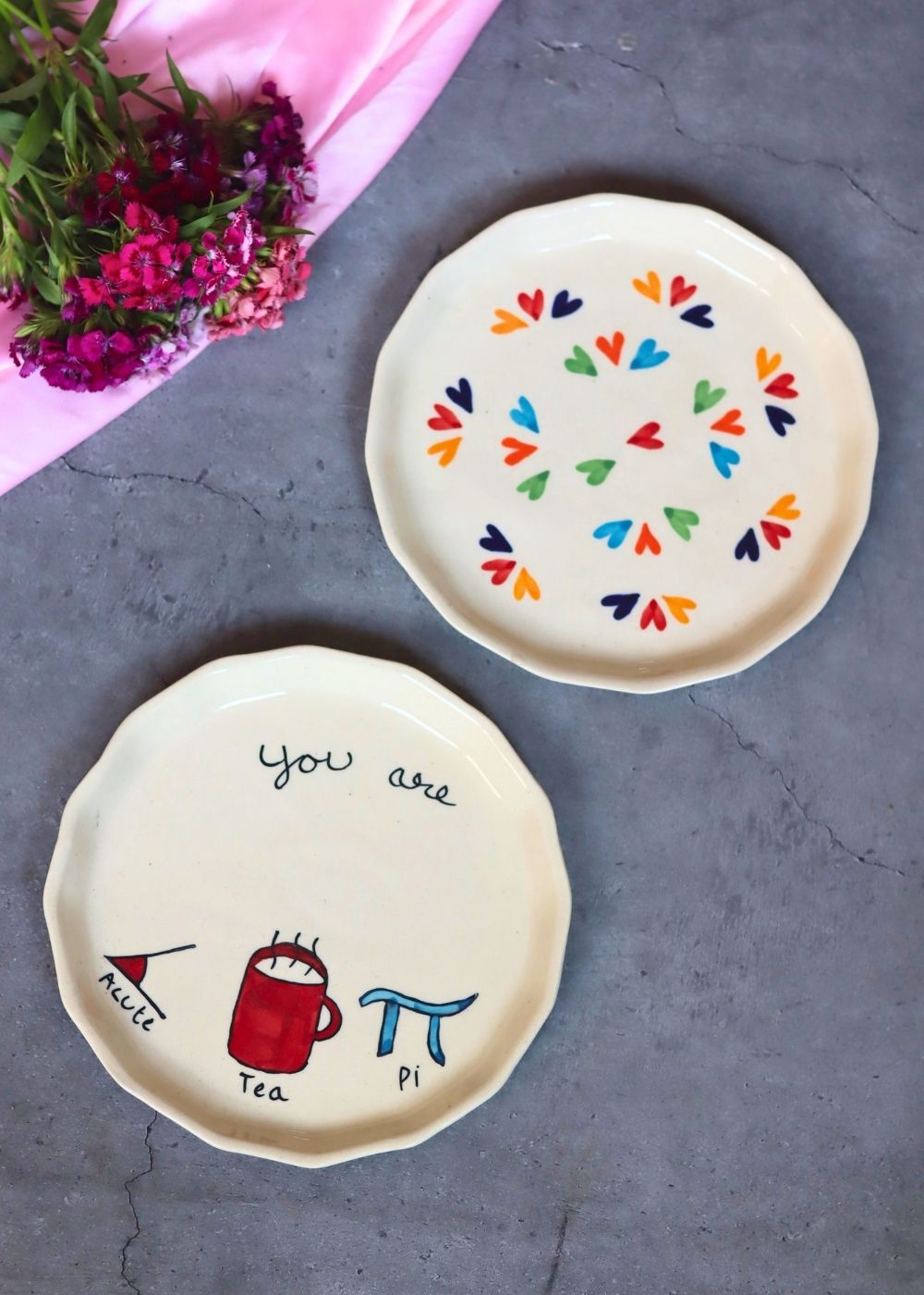 LoveisLove & Cutie Pie Snack Plate handmade in India