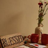 Blessed wall hanging board with cups and vase