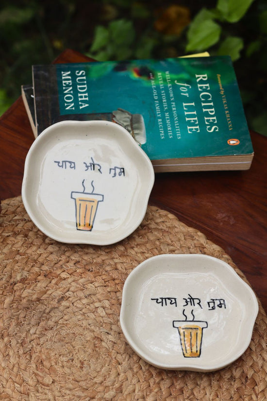 Chai or Tum Handmade Dessert Plate - The Chai Lovers Edit handmade in india