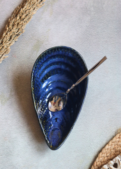 Blue serving bowl handmade ceramic 