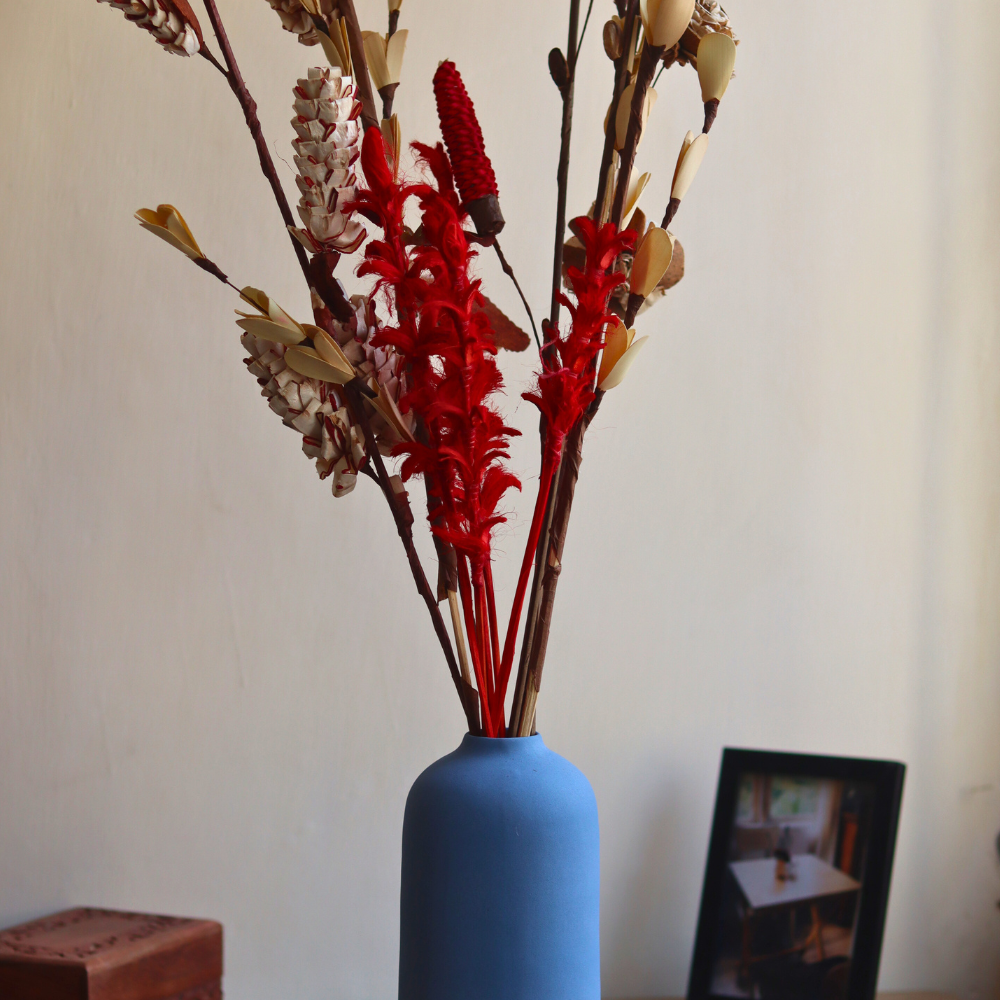 Dried flower bouquet with vase 