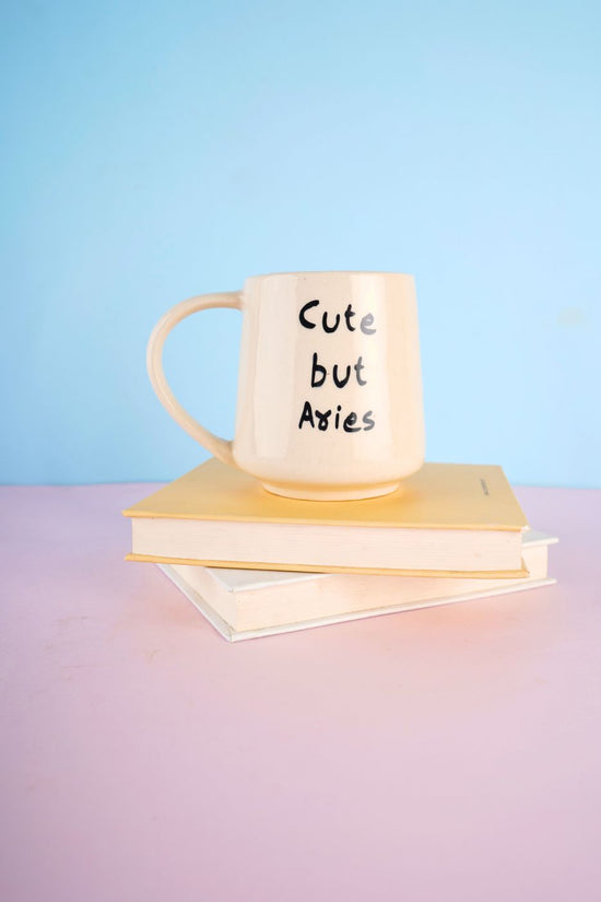 handmade cute but aries mug