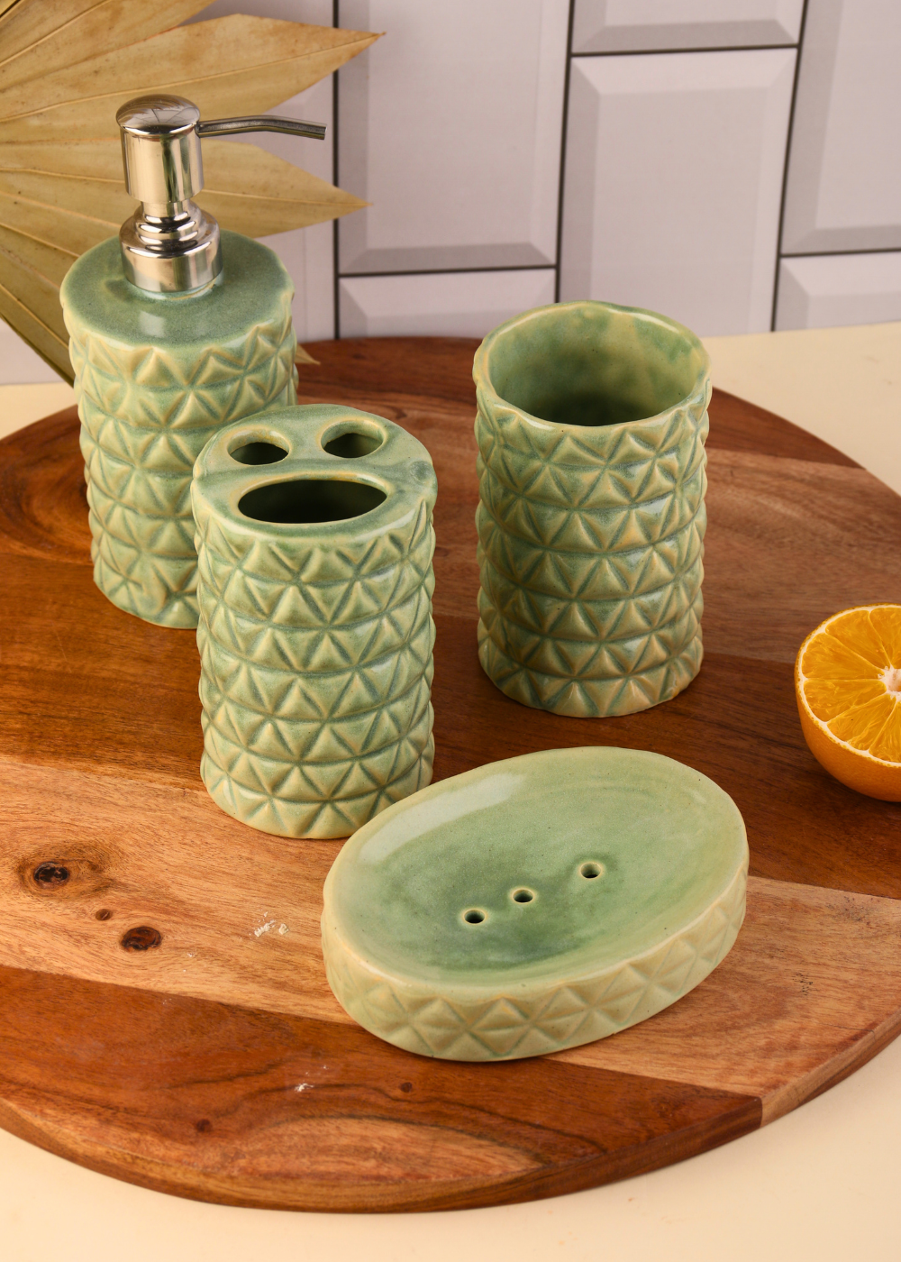 handmade nature's green bathroom set of 4 combo