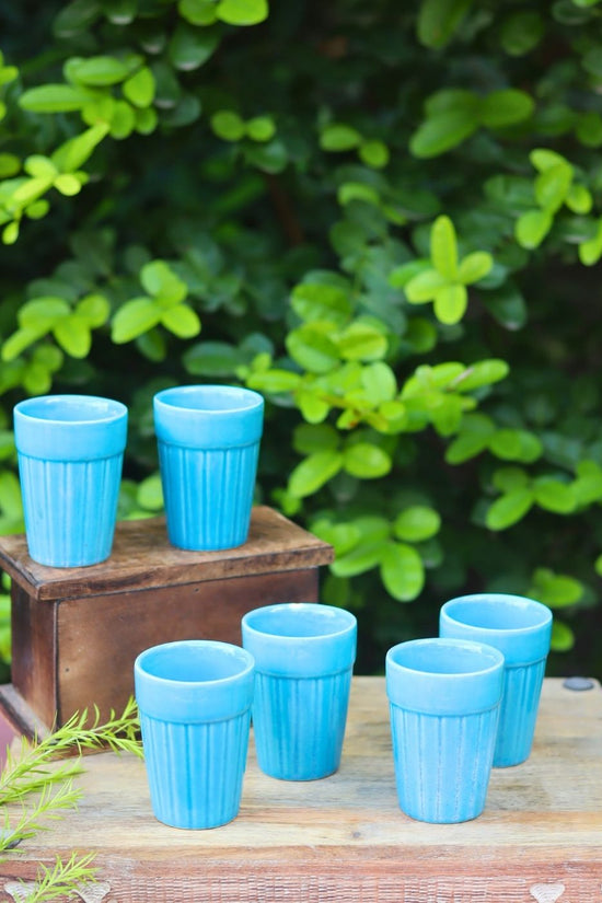 Set of 6 - Blue Kulhad with premium quality material