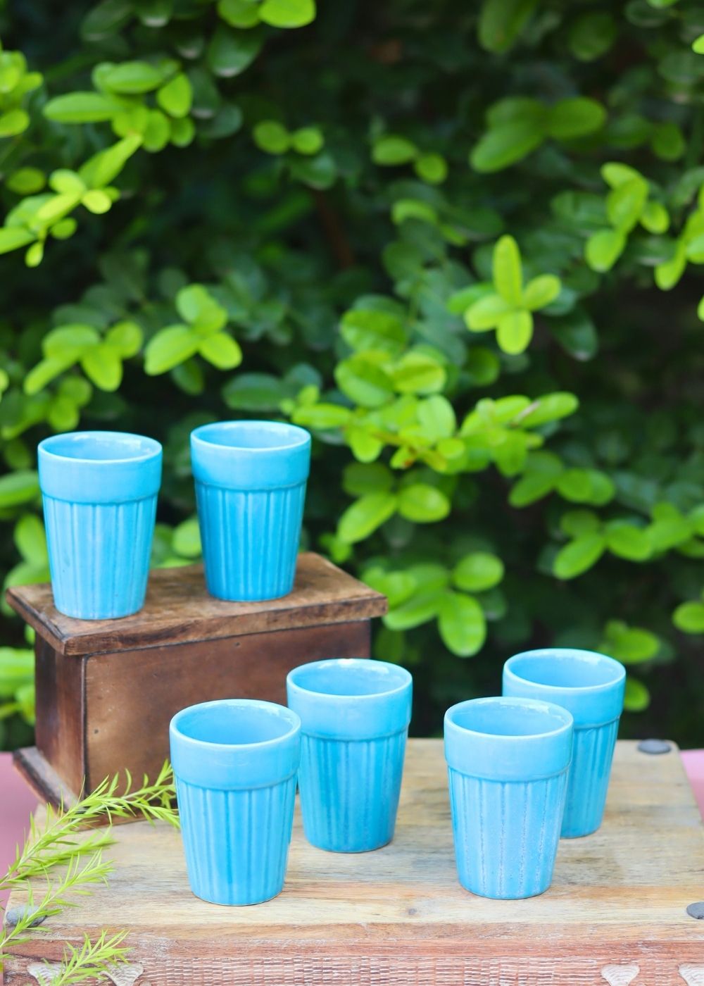 Set of 6 - Blue Kulhad with premium quality material
