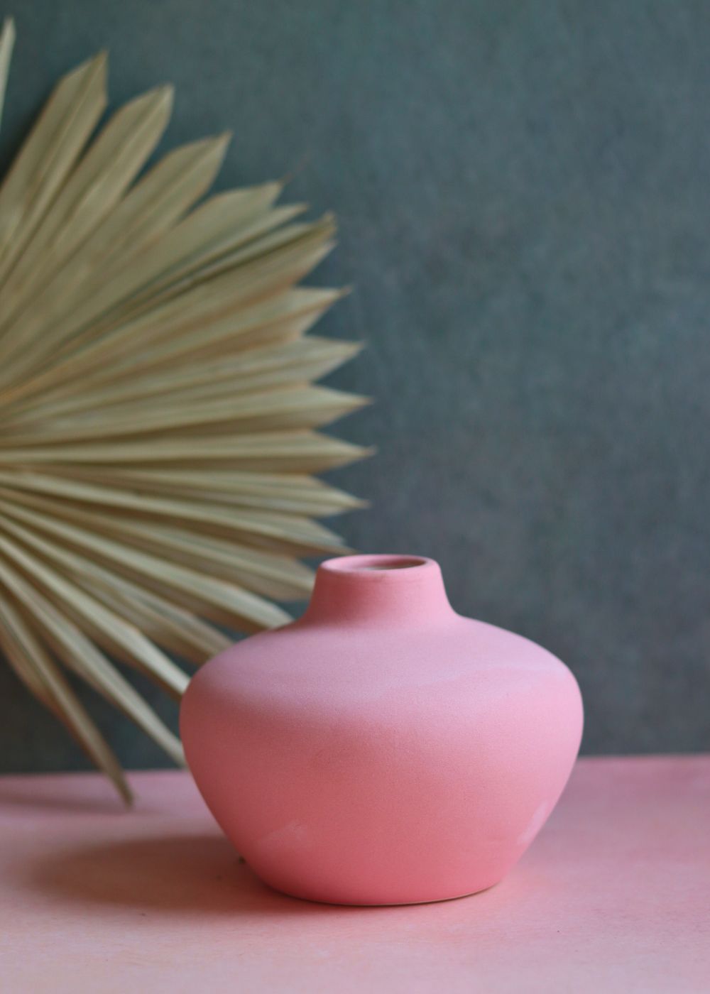 esoteric vase round pink handmade in india