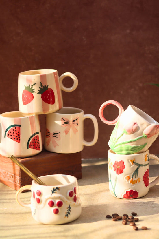 Set of 6 Cozy Morning Mugs (for the price of 5) handmade in India